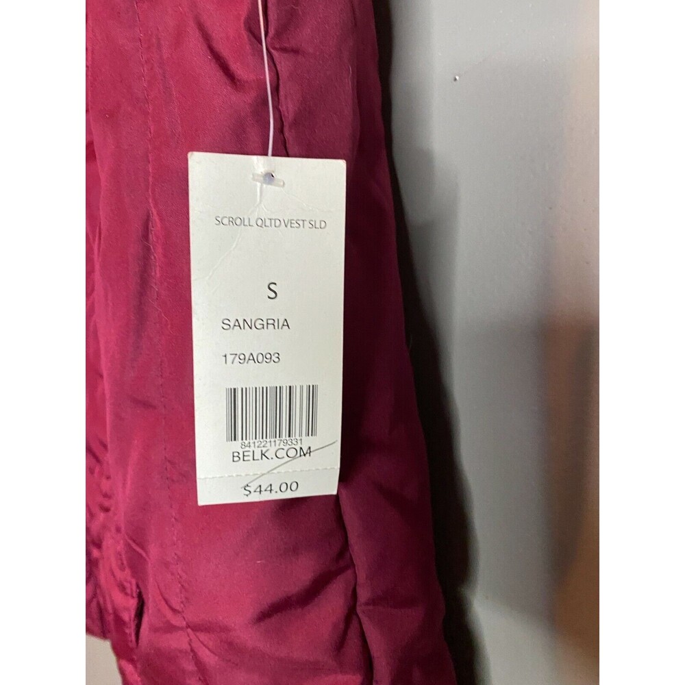 NWT KIM ROGERS SCROLL QUILTED VEST Women's Size Small Sangria Maroon - Picture 4 of 5